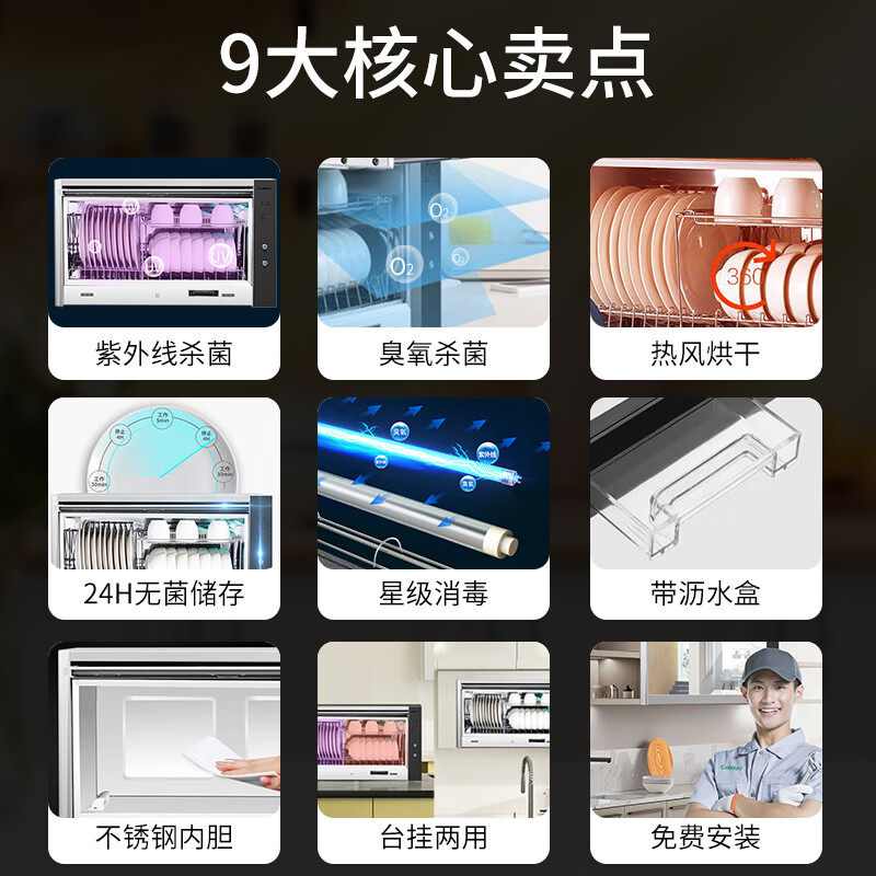 Kangbao Disinfection Cabinet Household Wall-Mounted Small Desktop Single-Door Kitchen Dishware Baby Bottle Disinfection Cabinet Desktop Cabinet