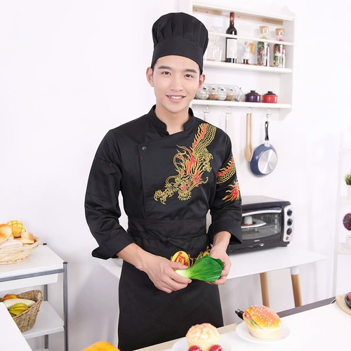 Одежда шеф -повара с длинным рукавом осень и зимняя одежда гостиница кухня униформа вышивка вышива