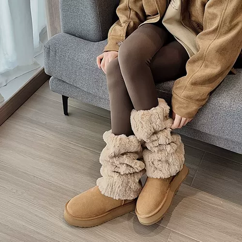 Бархатные удерживающие тепло гетры, демисезонные белые носки, утепленные высокие сапоги