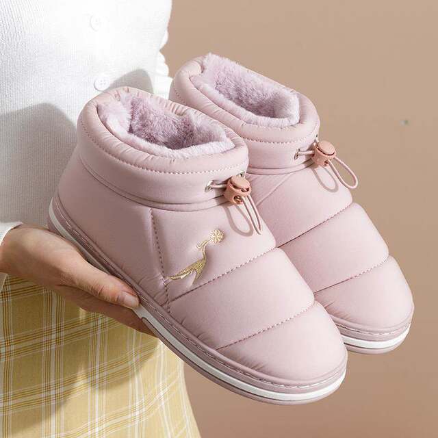 Cotton slippers for women in winter with velvet thickened and warm indoor non-slip thick sole home use down cotton shoes for men to wear outside