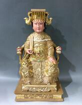 Mazu 12 Tianfei Niangniang original wood color gold camphor wood carving statue customized 40cm