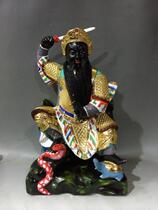 Xutian God 24 Zhenwu Emperor lacquer line carving art camphor wood carving Buddha statue custom-made 40cm