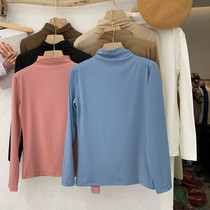Half-height collar undershirt woman long sleeve 2021 Winter new sashimi flexible pure color T-shirt blouse blouse
