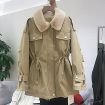 Collection Waist Plus Velvet Windjersey Woman Mid winter 2022 new lamb wool jacket Thickened Cotton Clotheson to overcome