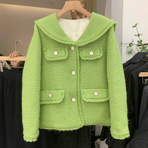 Down Liner Navy Collar Small Scent Wind Jacket Woman Thickening 2021 Winter New Body Slim White Duck Suede Jacket