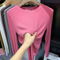 Long sleeve round neck T-shirt female 2021 summer new slim slim Joker thread top elastic base shirt