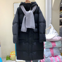 Medium long section with cap down jacket for women 2021 Winter new loose slim fit scarves with kneecap down jacket