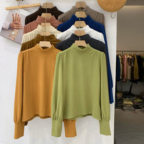 Half-height collar undershirt woman long sleeve 2021 autumn winter new body thin folds Nehitch 100 lap T-shirt