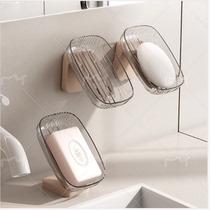Soap box punch-free square wall-mounted transparent drain soap box household soap rack bathroom soap box storage rack