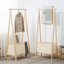 Solid wood coat rack clothes rack clothes rack wall-mounted storage rack home simple Nordic log style