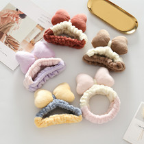 Cute and fresh color matching bread big bow hair tie elastic hair tie headband face wash makeup mask hair accessories
