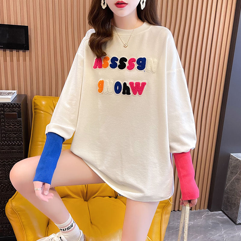 Net Red Pregnancy Woman Dress Spring Autumn Season Long Version Towel Embroidered slim fit thick cotton T women Fashion foreign blouse Blouse Tide