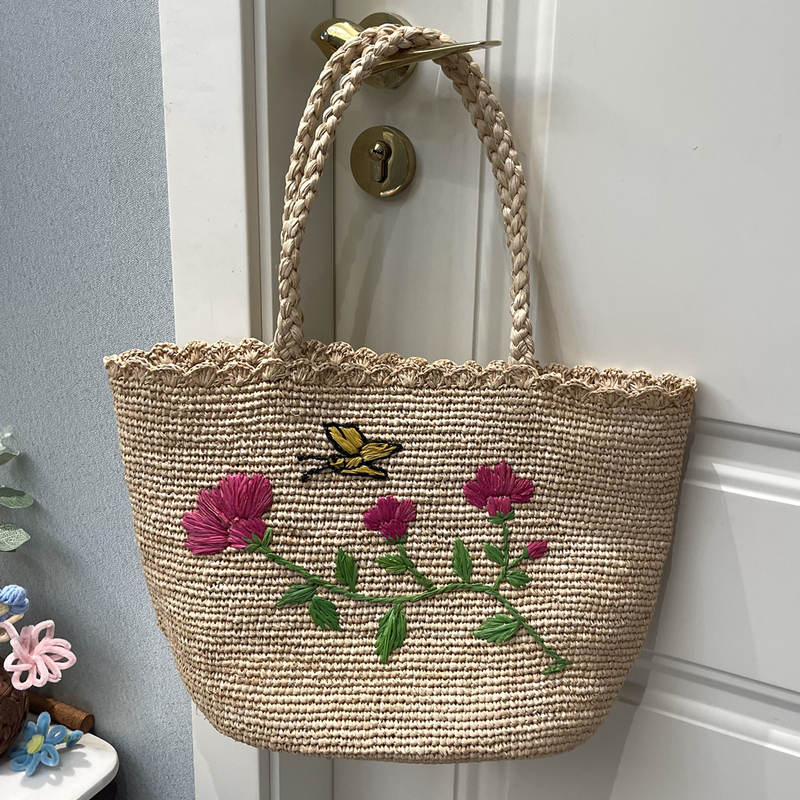 26 French-Style New Straw Bags, 100% Raffia Bags, Natural Embroidered Women's Bags, Cute Woven Bags from Southern France for Outings and the Beach