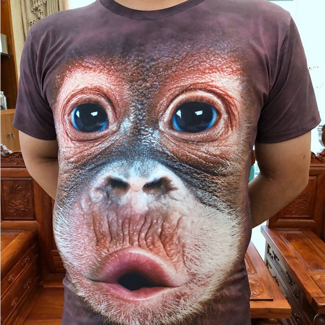 Funny orangutan 3d monkey sweat vest plus size muscle men's three-dimensional animal pattern sleeveless bottoming shirt t-shirt