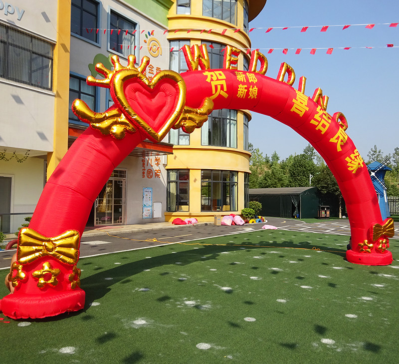 Wedding Arch Outdoor Wedding Celebration New Custom Post Print Character Inflatable Arch Gas Model Wedding Iridescent Door Ventilator