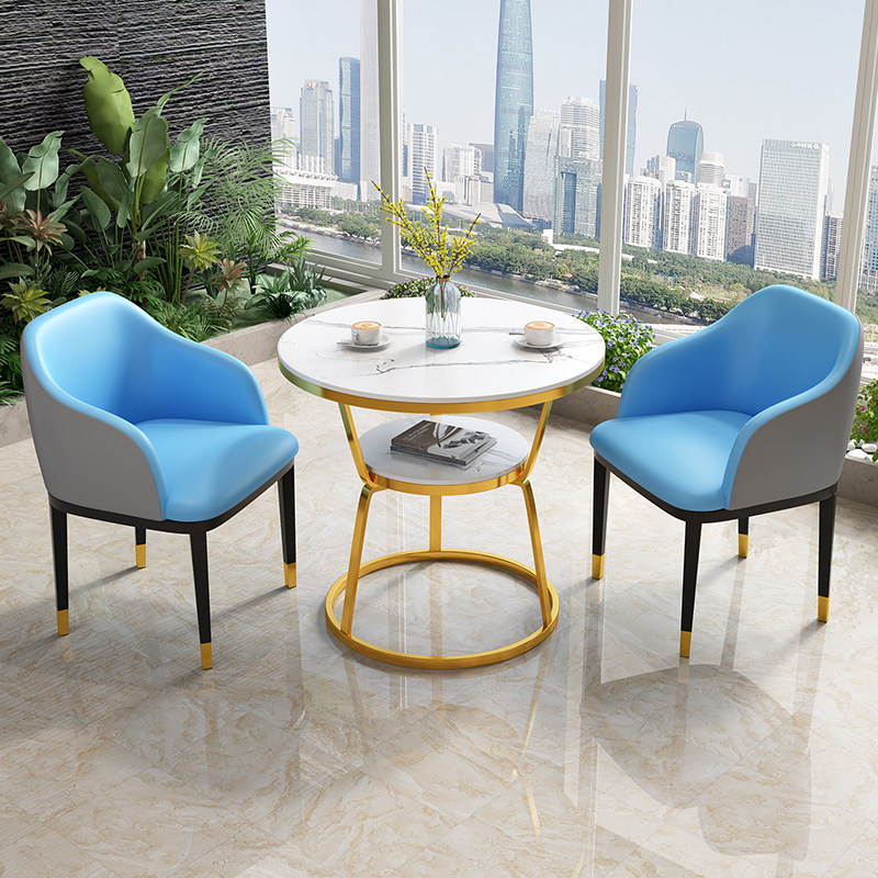Slate balcony small table and chair three-piece set tea light luxury small tea table and chair round table one table two chairs leisure table and chair combination