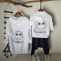Parent-Child clothing summer cotton and linen sunscreen A family of three family decoration Beach air-conditioning shirt mother and child Womens tide