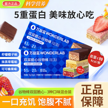 Wonderlab Double-Layer Crispy Cereal Bar Without Sugar, Official Genuine Product for Office Snacks and Meal Replacement