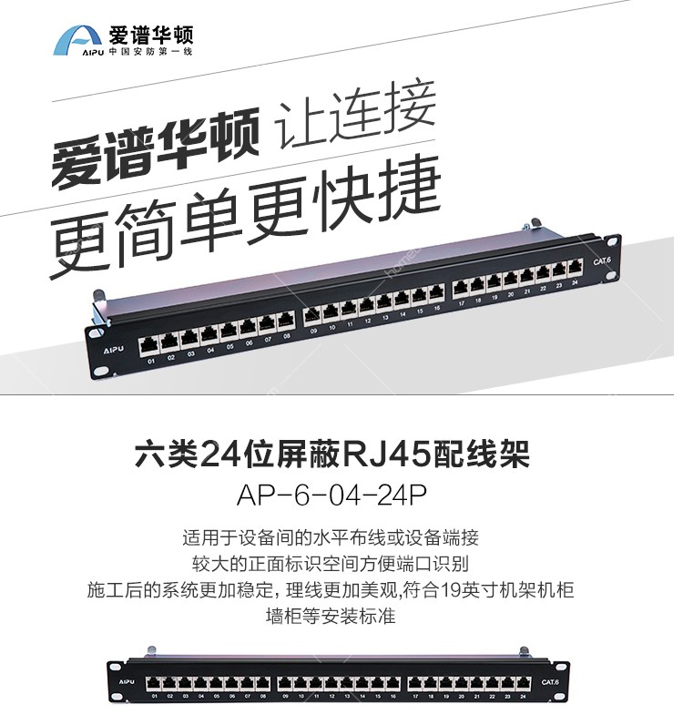Love Spectrum Huaton Six Types Of Shielded Wire Rack AP-6-04-24P Six Class 24-bit shielded RJ45 matching wire rack