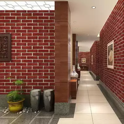 Chinese retro three-dimensional wallpaper red brick green brick white brick wallpaper brick brick TV background wall hotel clothing store