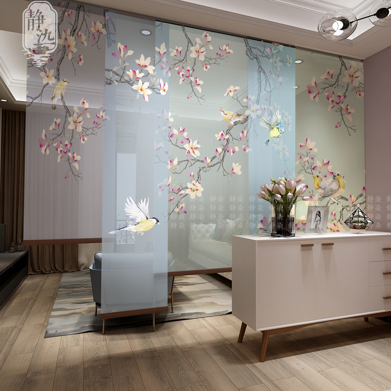 Roller shutter hanging screen sliding curtain small apartment type screen sliding curtain living room partition curtain curtain mobile decorative curtain