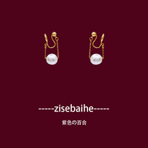 Korean high - quality double - sided pearl incense plate ear hole ear - decorative woman 925 pure silver ear nails without pain