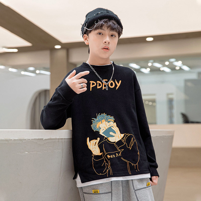 Spring and autumn new boy's sweater Korean version round neck loose top children's clothing children's casual cartoon pullover