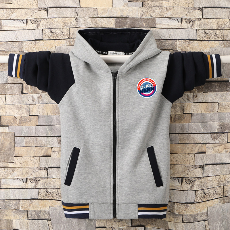 Spring and Autumn New Boys Big Boy Jacket Plus Velvet Baseball Jacket Jacket Casual Loose Edition Boys and Children