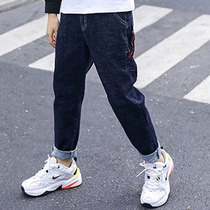 Childrens pants mens spring and autumn jeans middle-aged childrens new products foreign style Korean version elastic boys spring clothing childrens clothing