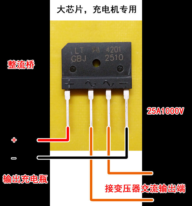 Flat rectifier bridge 25A1000V charger special rectifier new 2510 original internal large chip package