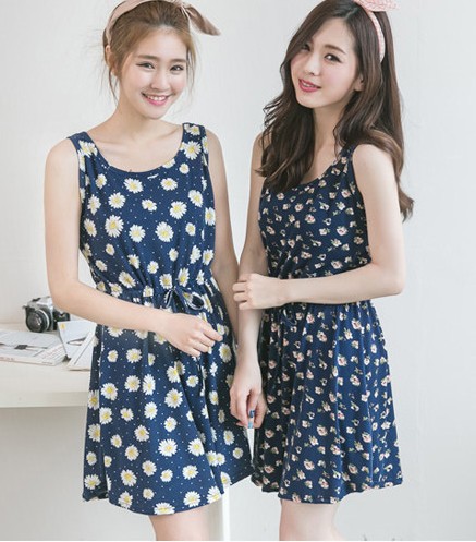 Nhỏ cotton tươi ngắn váy ngắn mùa hè thời trang hoa lỏng kích thước lớn cà vạt mỏng vest váy trẻ em - Sản phẩm HOT đầm xòe