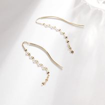 FADOOOJ Day Ensemble Light Lavish Jewellery 10k Gold Sparkling Wave Mid-Ear Wire Earrings Female Ornament Commute