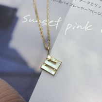 Day Faculty light and luxurious jewellery 10K gold natural fritillary Geometric Rhombus Pendant Coarse Chain Necklace Individuality Delicate 100 lap