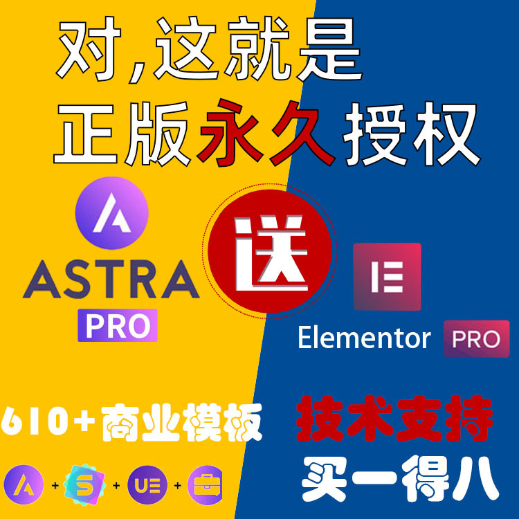 Astra Pro Genuine Wordpress Website Enterprise E-Commerce Theme Template Comes with Elementor Pro