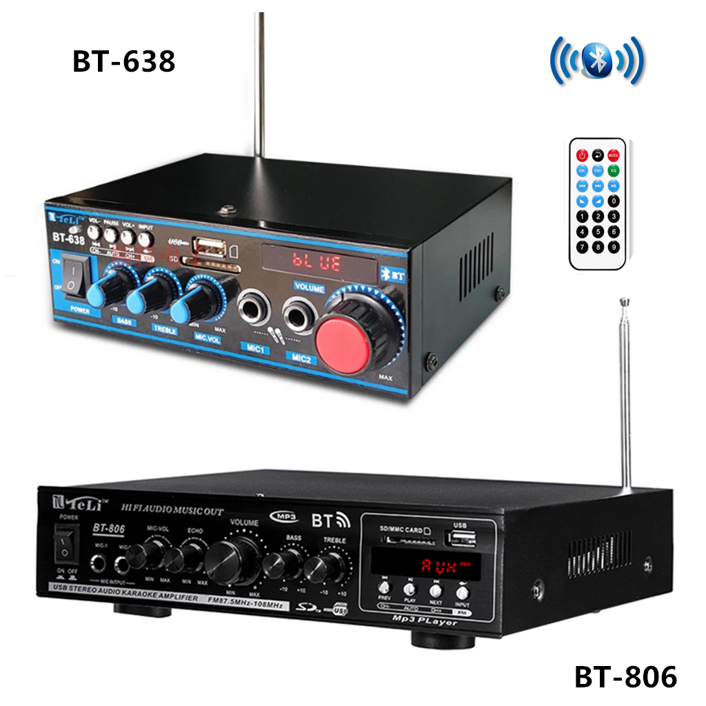 BT-806 sound power amplifier BT-638 home on-board 12V power amplifier radio USB Bluetooth power amplifier