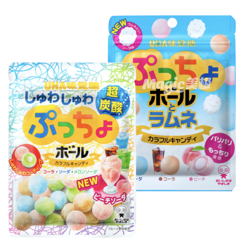 Japanese original Imported Snack UHA Yo-yo Taste Sugary Fruits Mixed Soda Taste Carbonated Sugar Pinch Caramel Heart Sugar