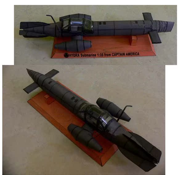 Captain America Movie 1:35 Proportion Hydra Submarine 3D Handmade Paper Model DIY with Paper Mô tả - Mô hình giấy mô hình giấy