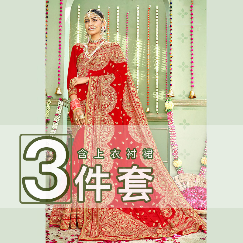 Indian Saree Imported Ethnic Style Women's Clothing Wedding Toast Dress Traditional Clothing Embroidered Georgette Bridal Outfit Red Indian Saree Imported Ethnic Style Women's Clothing Wedding Toast Dress Traditional Clothing Embroidered Georgette Bridal Outfit Red