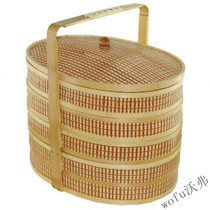 Takeaway basket 4 floors with multi - layer bamboo package food basket Hotel delivery basket Happy basket