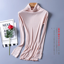 New true silk cotton high collar lace long sleeves Knitted Sweatshirt Natural Mulberry Silk Thread Elastic Workout Lady Jersey