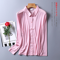 Autumn Winter Heavy Knit Genuine Silk Shirt Woman Mulberry Silk sashimi with a thin temperament to turn over long sleeve blouses big code