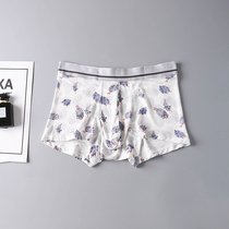 100% mulberry silk mens middle waist printed underpants true silk comfortable and breathable male shorts fashion thin flat corner pants