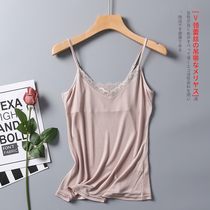 Silk camisole vest womens short loose interior with solid color base shirt mulberry silk lace vest