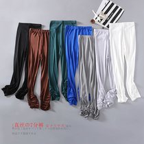 New silk leggings womens mulberry silk Capri pants leggings wear candy color thin elastic pants