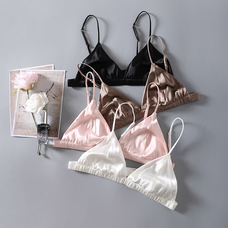 True silk elastic ultra-thin no steel ring bra without chest cushion small chest soft cup sauna silk method Sexy comfort lingerie