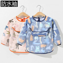 Children Hood Coat Long Sleeve Anti-Dress Baby Dining Apron Waterproof Anti-Dirty Baby Food Dinner Pocket Cute Cartoon Bib