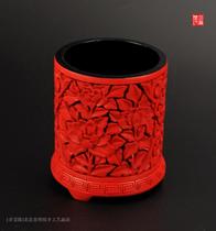 Natural lacquer lacquerware Yanjing eight must gifts non-legacy old goods pick red handmade lacquer ethnic old pen holder ornaments