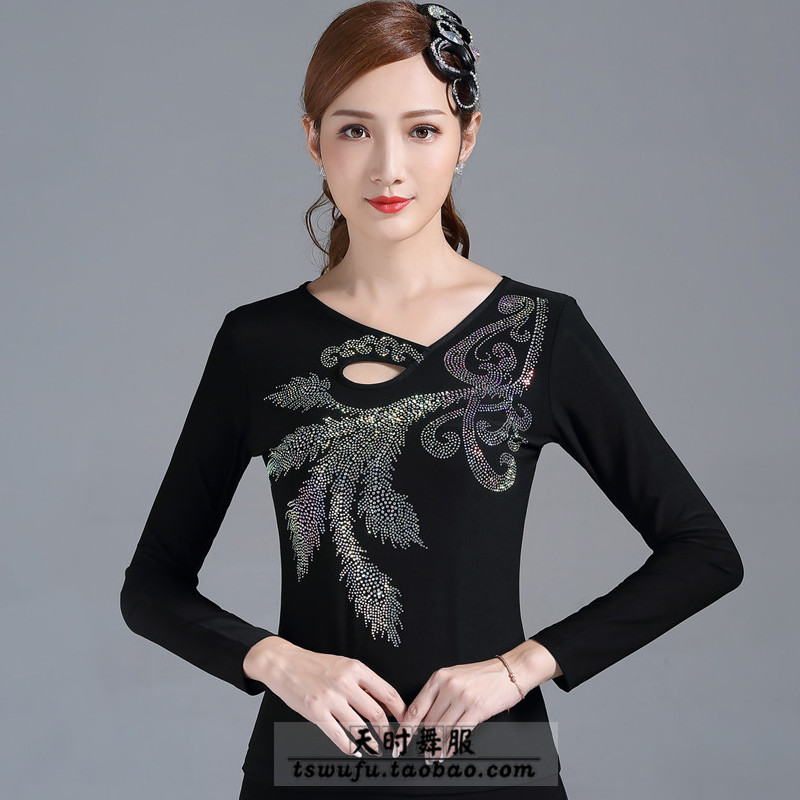 Ao Diamond Phoenix Flower Modern Dance Tops National Standard Ballroom Waltz Latin Dance Three Steps Step Kitba Sailor Dance Suit