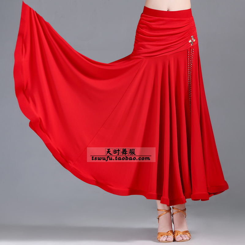 Bright diamond national standard dance skirt Social dance skirt Square dance long dress Female modern dance skirt Classical dance Xinjiang dance skirt