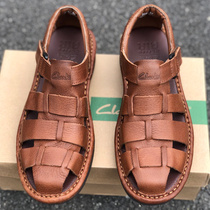 European Station Withdrawal Cabinet Mens Shoes Head Layer Cow Leather Sandals Handsewn Baotou Beach Shoes Soft Bottom Light Casual Leather Shoes